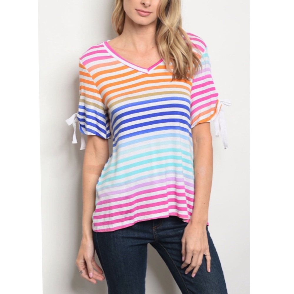 Rainbow striped tee
